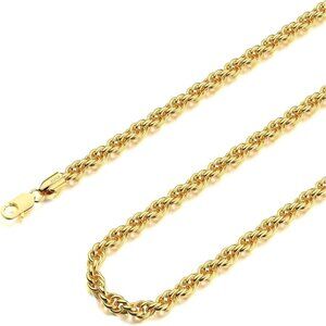 Women's Gold Sterling Rope Chain Necklace for Men Women Gold Plated Lobster